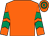 Orange, emerald green chevrons on sleeves, hooped cap (R Nicholas)