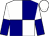 White and navy quarters, white and navy halved sleeves, white cap (Frank Calabrese)