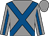 Grey, royal blue cross sashes, royal blue stripe on sleeves, grey cap (Adele Dilschneider)