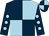 Dark blue and light blue (quartered), dark blue sleeves, light blue spots (Mr D M Huglin)