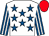 White, royal blue stars, royal blue and white striped sleeves, red cap (Avalon Surfacing Ltd)