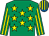 Emerald green, yellow stars, striped sleeves, royal blue and yellow striped cap (Mrs Caroline Beresford-Wylie)