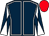Dark blue, white seams, diabolo on sleeves, red cap (Mrs S A Noott)