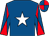 Royal blue, white star, royal blue and red diabolo on sleeves, royal blue and red quartered cap (Niccolai Schuster Horse Racing Club)