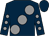 Dark blue, large grey spots, dark blue sleeves, grey spots (Mrs R Robinson)