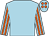 Light blue, orange striped sleeves, light blue cap, orange spots (Mrs Lisa Williamson)