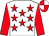 White, red stars, red sleeves, red and white quartered cap (Ks Stables)