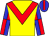 Yellow, red chevron, blue & red quartered sleeves, red stripe on blue cap (Mr & Mrs Michael Cheng Wing On And Janice Cheng Po Hei)