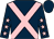Dark blue, pink cross belts, dark blue sleeves, pink stars (Mrs Emma Kennedy)