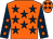 Orange, dark blue stars, dark blue sleeves, orange stars (Mr Steven Hosie)
