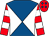 Royal blue and white diabolo, red and white hooped sleeves, red cap, royal blue diamonds (Bartram, Slade, Bolingbroke & Law)