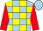 Light blue and yellow check, red sleeves, light blue cap (Mr J S Morrison)