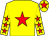 Yellow, red star, red stars on sleeves, red star on cap (Shi Lili)