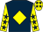Dark blue, yellow diamond, yellow sleeves, dark blue stars, yellow cap, dark blue stars (Fort Road Syndicate)