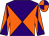 Purple and orange diabolo, orange and purple diabolo on sleeves, quartered cap (Jeromes Partnership)