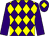 Purple & yellow diamonds, purple sleeves, yellow diamond on cap (Michael Goff)