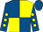 Royal blue and yellow (quartered), royal blue sleeves, yellow spots, royal blue cap (Donlon & Doyle)