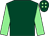 Dark green, light green sleeves, dark green cap, light green spots (Mr Richard Barber)