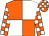 Orange and white (quartered), checked sleeves and cap (Mr Andrew Bradmore)