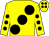Yellow, large black spots, black spots on sleeves, yellow cap, black spots (Nigel Collison)