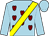 Light blue, maroon hearts, yellow sash (Michael Miller)