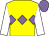 Yellow, mauve triple diamond, white sleeves, mauve cap (Smith & Russell)