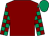Maroon, emerald green and maroon check sleeves, emerald green cap (Mrs J W Furness)