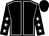 Black, white seams, black sleeves, white stars, black cap (M Scaife & R A Fahey)