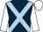 Dark blue, light blue cross belts, white sleeves and cap (Lilling Hall Racing)