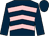 Dark blue, pink chevrons, dark blue sleeves and cap (Dr H Tayton-martin)