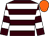 Brown & white hoops, orange cap (P Budds)