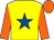 Yellow, royal blue star, orange sleeves and cap (Isla & Colin Cage)