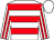 White and red hoops, striped sleeves, white cap (Laurence V Halley)