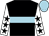 Black, light blue hoop, white sleeves, black stars, light blue cap (Mr Cliff Myers)