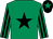 Emerald green, black star, striped sleeves, black cap, emerald green star (Diana Clark & Alan Hill)