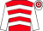 Red, white chevrons and sleeves, white and red hooped cap (The Heatherdonians)