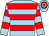 Light blue, red hoops (Mrs E Peckham)