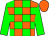 Orange body, green checked, green arms, orange cap (Mme A Fontanarosa)