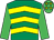 Emerald green & yellow chevrons, emGreen sleeves, emGreen cap, yellow stars (Mrs Margaret McManus)