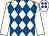 White, royal blue diamonds, white slvs, white cap, blue spots (J McCaghy)