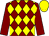 Maroon and yellow diamonds, maroon sleeves, yellow cap (Mr I Guest)
