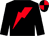 Black, red lightning bolt, black and red quartered cap (Colebrook Farms)