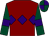 Maroon, purple triple diamond, dark green sleeves, purple armlets, quartered cap (The Sheroot Partnership)