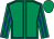 Emerald green, royal blue seams, striped sleeves, emerald green cap (Mr J Mitchell)