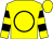 Yellow, black circle, black hoops on sleeves, yellow cap (Joshua Attard)