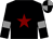 Black, maroon star, black sleeves, grey armlets, quartered cap (Mrs Deborah Black)