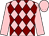 Pink and maroon diamonds, pink sleeves and cap (Mr J L Needham)