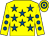 Yellow, royal blue stars, yellow sleeves, royal blue spots, hooped cap (C A Harris & Peter Dawson)