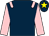 Dark blue, pink epaulets and sleeves, dark blue cap, yellow star (Mange Tout)