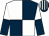 Dark blue & white quartered, halved sleeves, striped cap (Miss C M Mills)